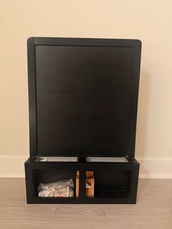 Black Wood Chalkboard with Storage Base