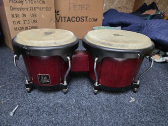 LP Lpa601 Aspire Oak Bongos With Black Hardware Dark Wood