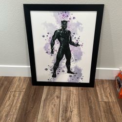 Black Panther Wall Painting  26x31 In With Frame