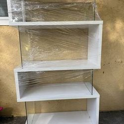 63-inch 4-shelf Glass Panel Bookshelf White