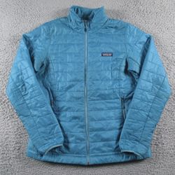 Women’s Size Medium Patagonia Nano Puff Full Zip Teal/Blue Jacket