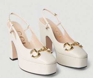 NEW Gucci Nappa Charlotte shamrock leather sling back heels
AUTHENTIC