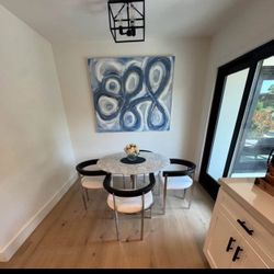 Williams Sonoma  5 Pc Carrara Marble table With 4 Chairs 