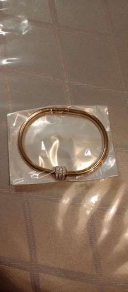 Gold Bangle Bracelet with Crystal Accent