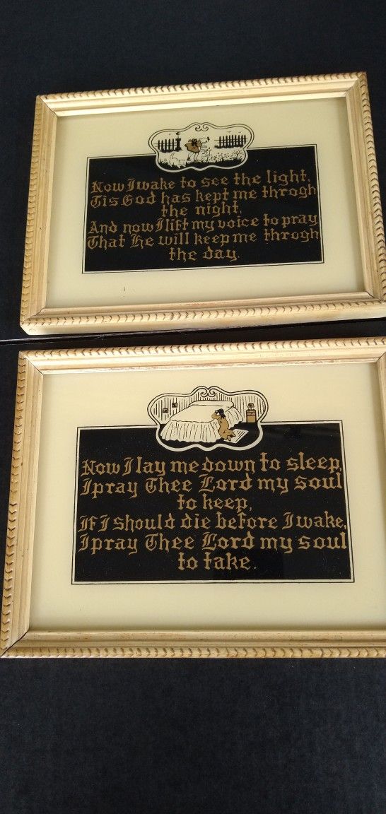Antique Children's Bedtime & Morning Prayers, Glass Screen Prints