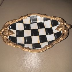 Whimsical MACKINZIE Childs Style Inspired Metal Tray, Candy Dish 