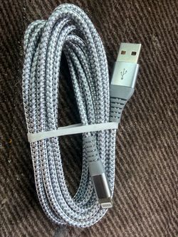 Brand New 9-Ft Long iPhone Lightning Charging Cable (Nylon, Cable Cargador iPhone Lightning 9 Pies (Nuevo