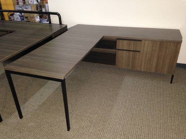 NEW! Quality L shaped desk with open & closed, lockable storage.