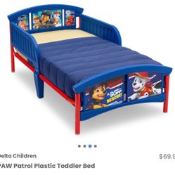 New Plastic Paw Patrol Toddler Bed Frame With Legs (Mattress Sold Separately)