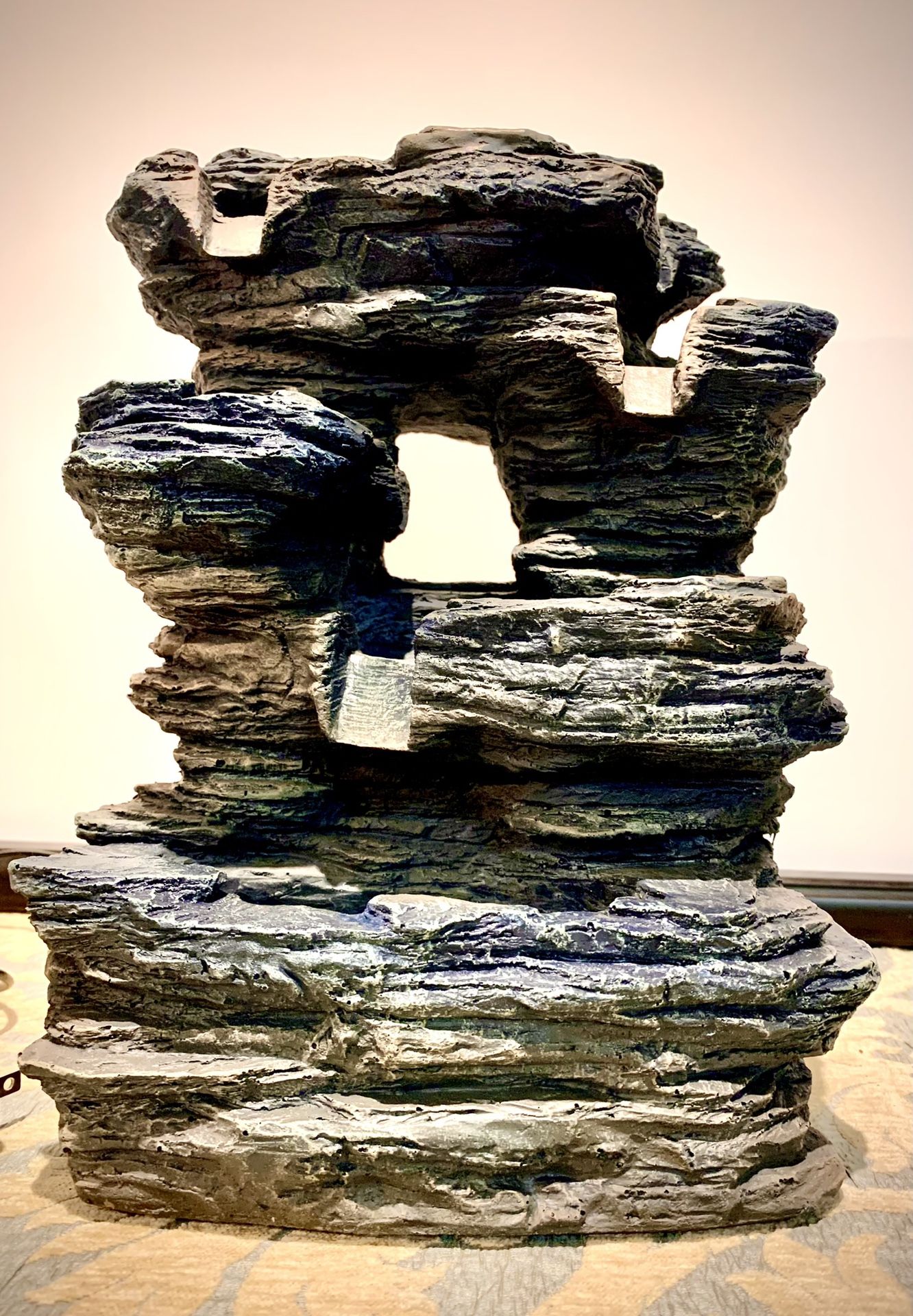 Decorative home garden accent, electric (USB) powered water fountain with LED light H13xW10xD7 in h Lbs 6