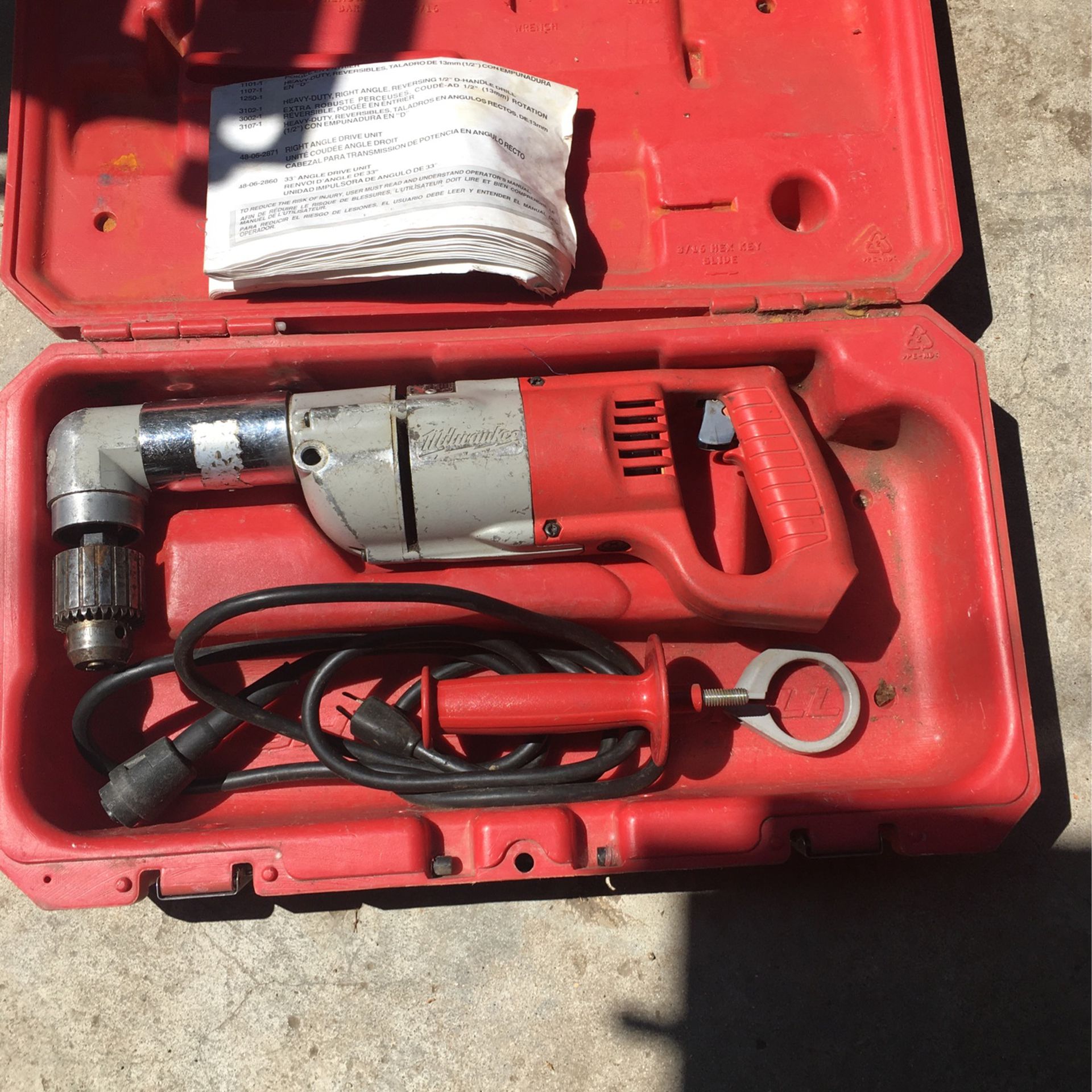 Milwaukee 7 Amp Corded 1/2 Corded Right-Angle Drill 1107-1 Heavy