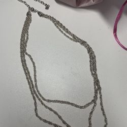 USA .999Silver 3 strand Link Necklace 16'' to 20''