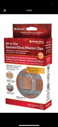 NEW BOX - 10ct All In One Mantel/Banister Light Clips