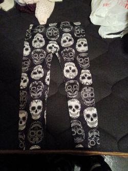 Black Sugar Skull Print Leggings