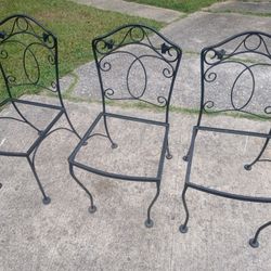 Lot Of 3 Antique Wrought Iron Chairs