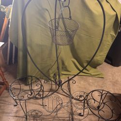 $40 Plants Stands One Large Wrought Iron Vintage Plus 3 More 