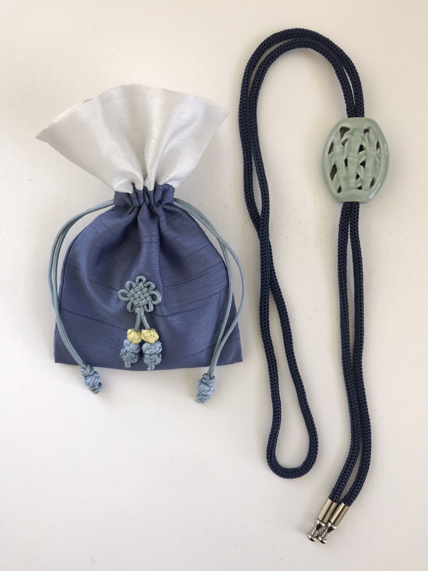 Authentic Korean Bolo Tie With Silk Bag And Certificate