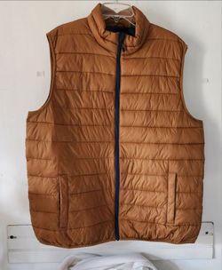 Brown Quilted Puffer Vest with Zip