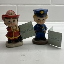 Police and fire figurines set of two