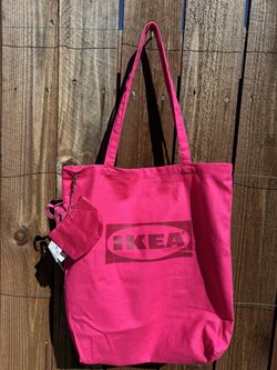 New IKEA Pink Tote Bag & Matching Pink Mini Tote Keychain Japan Exclusive