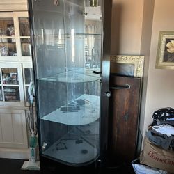 2 Glass Curios  And A Enclosed Computer Desk With Drawand Files