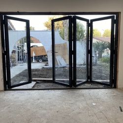 Folding Door aluminum, 120”x80” Clear Low E/double Tempered Glasses 