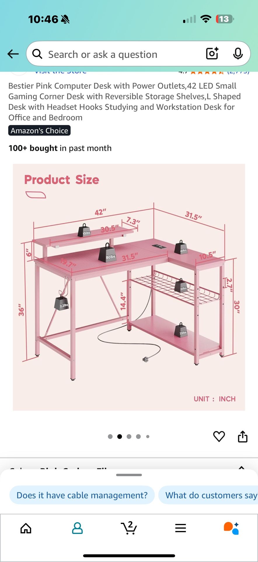 Gamer Desk Pink
