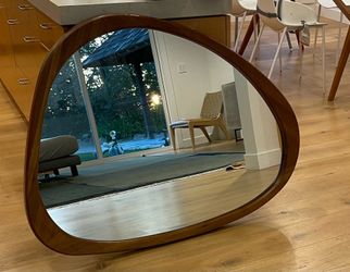 West Elm Mid-Century Asymmetrical Wood Wall Mirror - Walnut finish