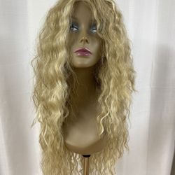 27 Inch Elegant Long Blonde Unbraided Synthetic  Wavy Hair 