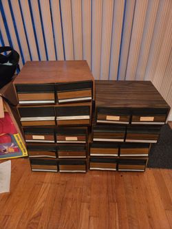 9 VHS vintage wood drawer box video cassette tape storage cabinet holder cabinet