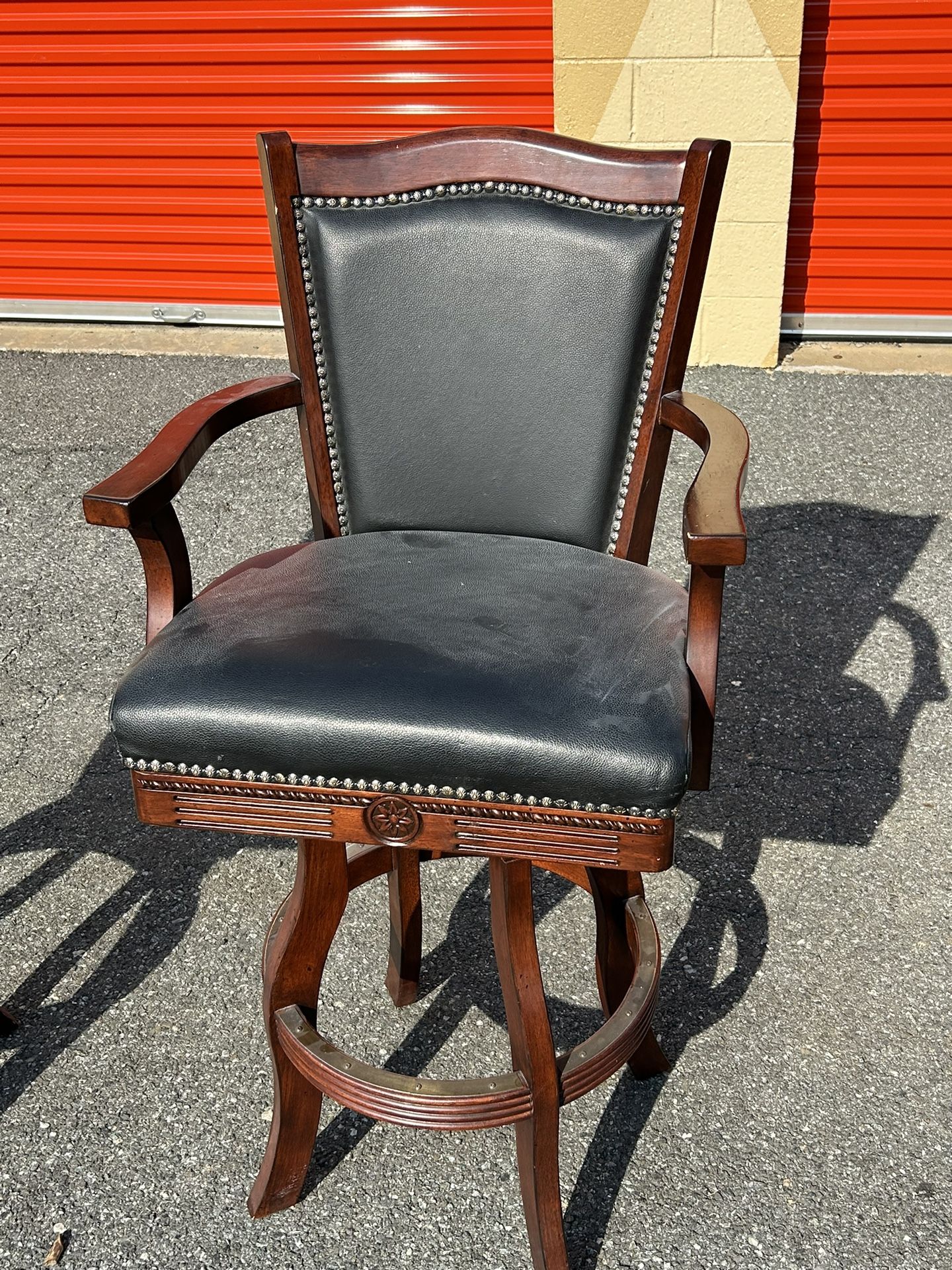 2 Faux Leather Counter Height Swivel Chairs