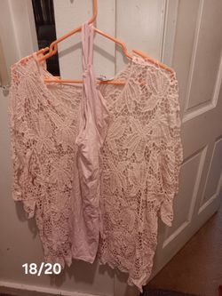 Pink see through blouse with under shirt