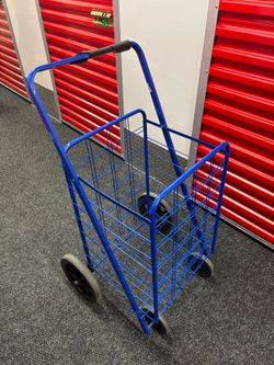 Blue Rolling Shopping Cart