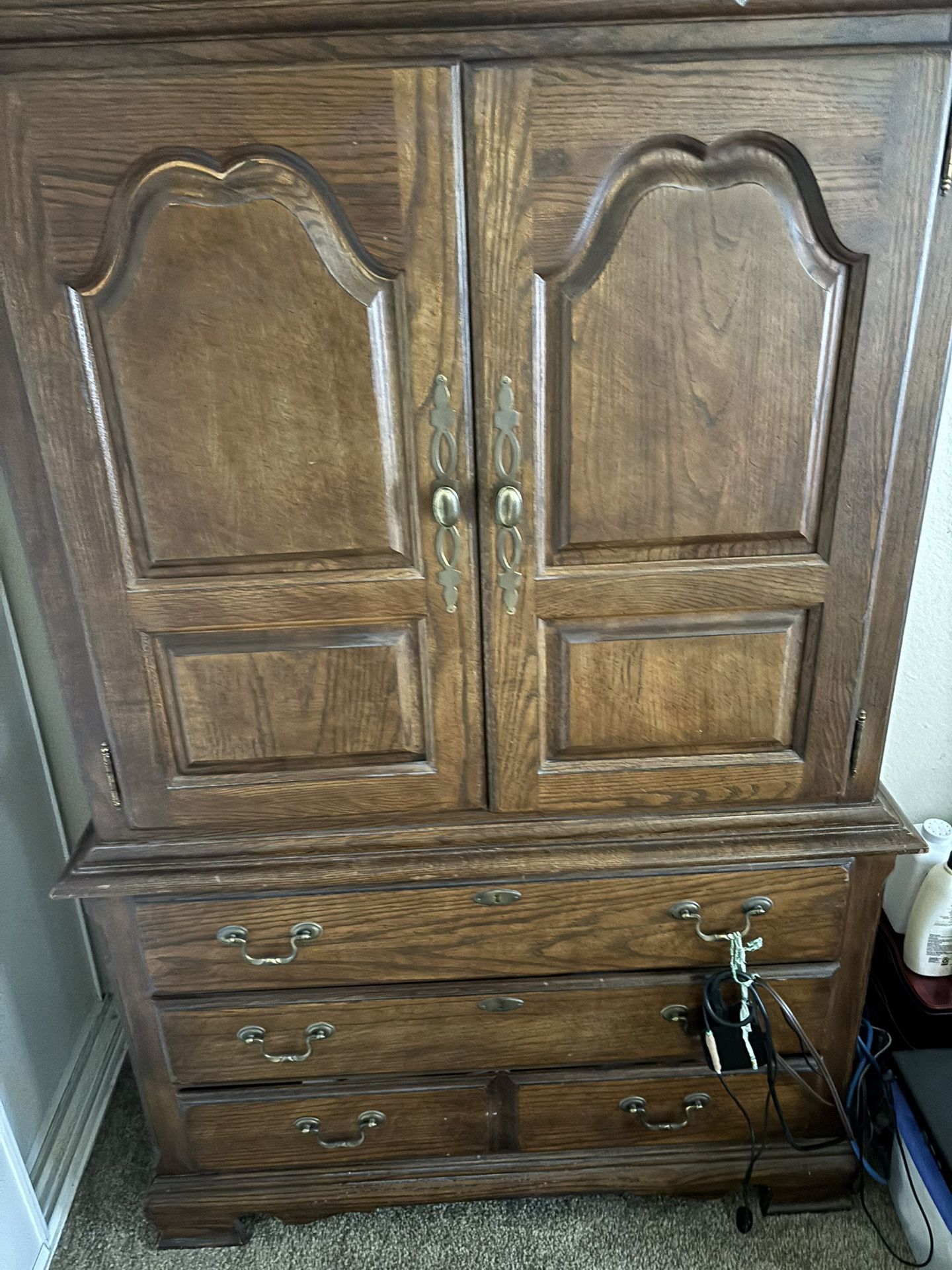 Queen Bed Frame , Armoire And Night Stand Set