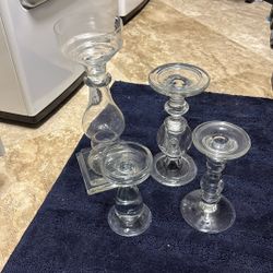 4 Glass Candle Stands