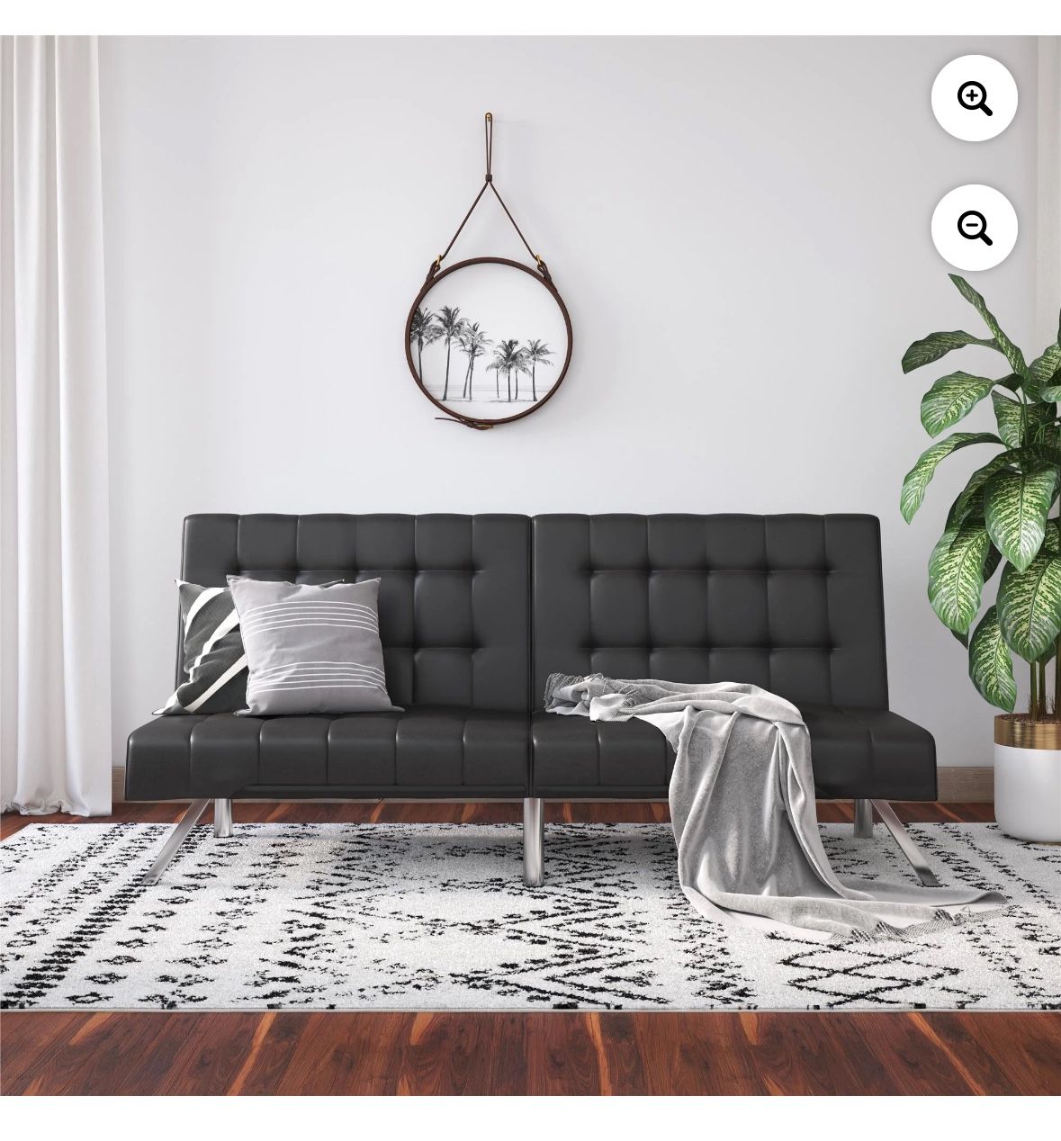 Black Faux Leather Futon / Last One