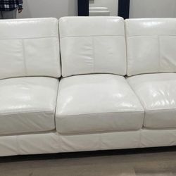 Italian White Leather 3 Seat Couch