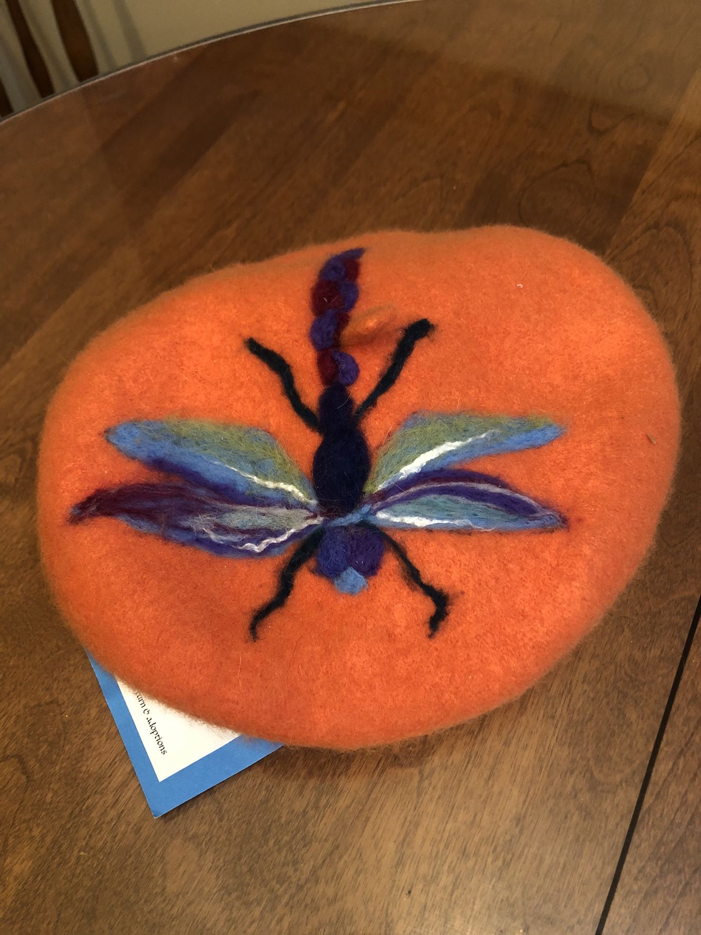 Women’s Orange Beret with Dragonfly Design