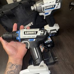 HART Impact Drill &’ Drill/Driver Selling Together as Kit With Two Batteries And Charger Included 