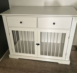 PUKAMI White Large Dog Crate Furniture.