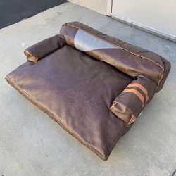 (Brand New) $45 (Brown Color) Medium Size 30” Pet Dog Sofa Bed with Backrest PU Leather Non-Slip Base