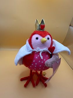 Valentine's Day Bird Plush Figurine with Crown