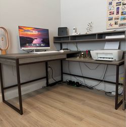Large L Shape Office Desk with Drawer