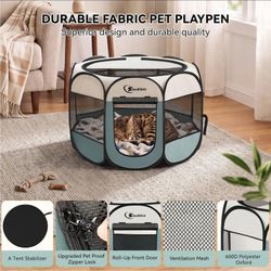 Siedihit Dog/Cat Playpen, Puppy Pet Playpen Indoor for Small Dog Crate Tent Cage Outdoor, Portable Pop Up Dogs Enclosure Kennel with Carrying Case for