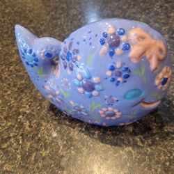 Porcelain blue decorated/painted whale approx 6" long