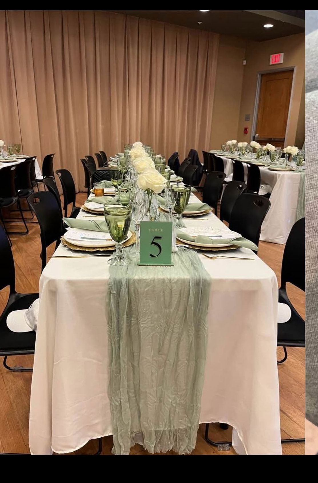 12 sage table runners (20 feet long)