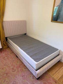 Modway Celine Channel Tufted Performance Velvet Twin Platform Bed in Pink