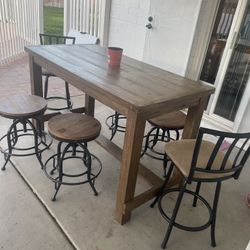 Wood Table & Adjustable Chairs 