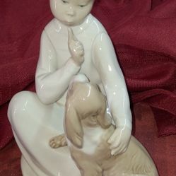 Lovely Rare Lladro Boy wih Dog Porcelain Figurine No 4522 Made In Spain L11F301