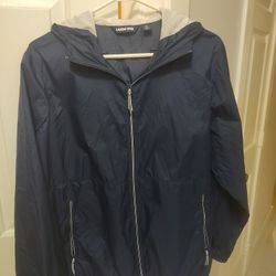 Men's (XL) Lands End Windbreaker Jacket Navy Blue 